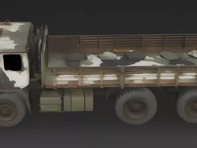 Realistic Wrecked Tactical Military Truck 3D Vehicle Model Low-poly 3D model