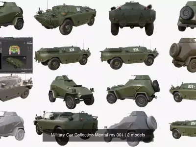 Military Car Collection Mental ray 001 3D Model Pack