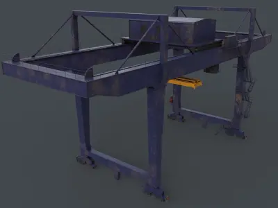 PBR Rail Mounted Gantry Crane RMG V2 - Blue Dark Low-poly 3D model