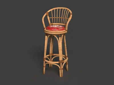 Chinese bamboo chair  Low-poly 3D model