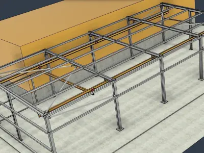 Structure with Overhead Gantry Crane 3D model