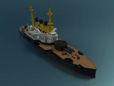 Cartoon Pre-Draednaught Potemkin-Panteleimon Low-poly 3D model