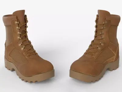 Military-Style Boots in Brown Color 3D model