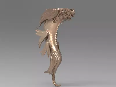 Sea serpent engraved stone Low-poly 3D model