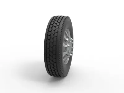 Front custom wheel of semi truck Version 8 Scale 1 to 25 3D print model