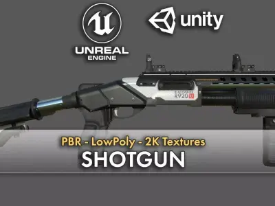 Futuristic Shotgun Low-poly 3D model purchase