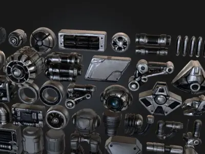 Ultimate Sci-Fi Greeble Kitbash Pack  30  Hard Surface Details Low-poly 3D model