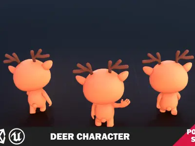Funny Deer Character Low Poly Low-poly 3D model