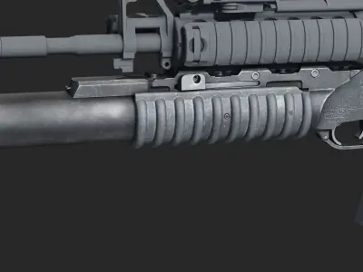 M203 UnderBarrel 40mm Grenade Launcher Game ready Low Poly Low-poly 3D model