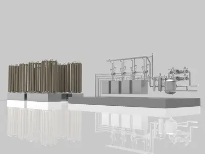 Industrial boiler room 3D model Textured