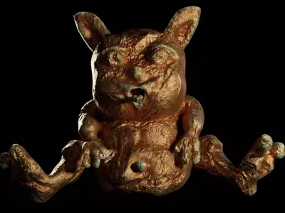 Antique Copper Statue of an Ancient Beast Low-poly 3D model purchase