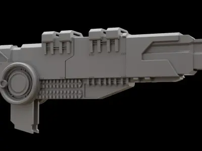 Mecha hard surface cannon 3D model by aungpyaephyopi