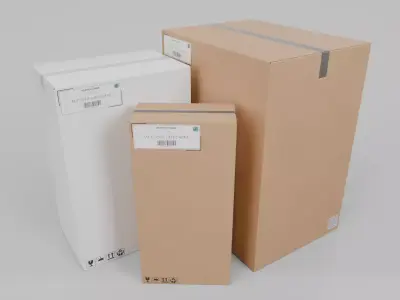 Shipping and Storage Cardboard Box Trio -Rigged and Customizable 3D Model Pack