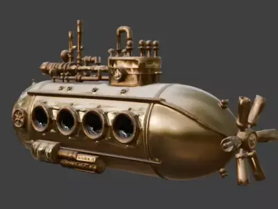 Steampunk Mini Submarine 3D Model Low-poly 3D model