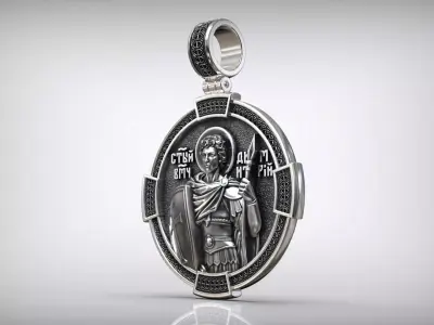 Saint Demetrius Medallion Warrior Saint Relief Pendant 3D print model