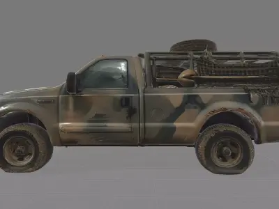 Abandoned Military Utility Pickup Low-poly 3D model
