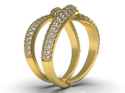 Antique Intertwin Diamond Cocktail Ring 3D print model