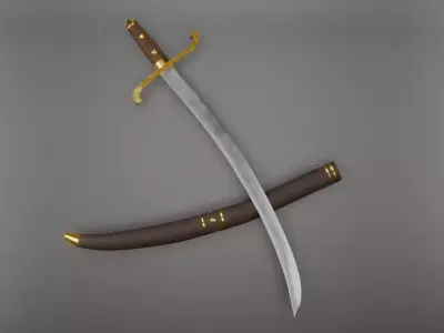 Mongolian Steppe Sabre with Scabbard Free low-poly 3D model