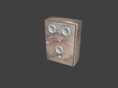 Old pneumatic electrical panel Low-poly 3D model