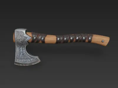 Ancient Viking Axe - Battle weapon with runic engravings 3D model