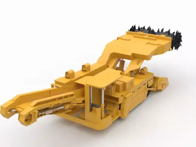 Heavy-Duty Continuous Miner for Rock Extraction 3D model