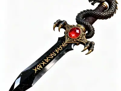 Dragons Coil Obsidian Dagger 3D Model Low-poly 3D model