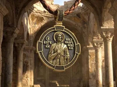 Saint Alexander Nevsky the Prince Icon Antique Medallion 3D print model
