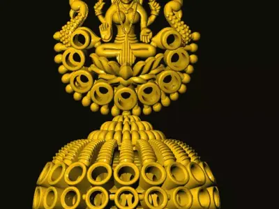 jumka golden statue of lord ganesha 3D print model