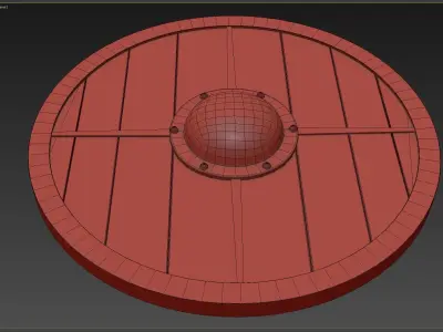 Wooden shield Low-poly 3D model 8