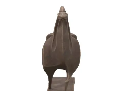 Horse abstract wood statue Low-poly 3D model