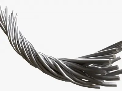 Metal wire cable structure Low-poly 3D model