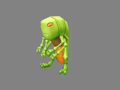 Cartoon grasshopper Low-poly 3D model