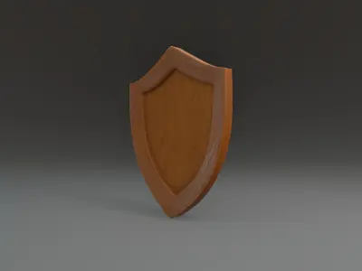 Stylized Wooden Shield Hero Prop for RPGs Low-poly 3D model