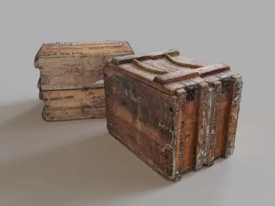Old Ammo Box Photogrammetry 3d scan optimized game ready Low-poly 3D model