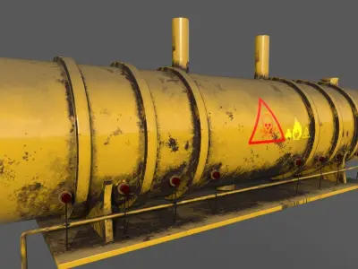 Boiler tank Rusty Tanker factory Petroleum gas Steam Boiler Low-poly 3D model