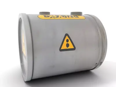 Radioactive Barrel Model Pack with Caution Label Low-poly 3D model