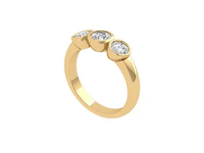 Round 3 Stone Bridal Ring 3D print model