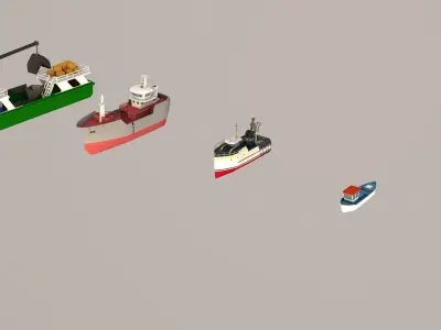 fishing fleet Low-poly 3D model