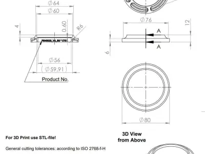Base for Type-A Pedestal d80 D60 H12 hs4 3D print model