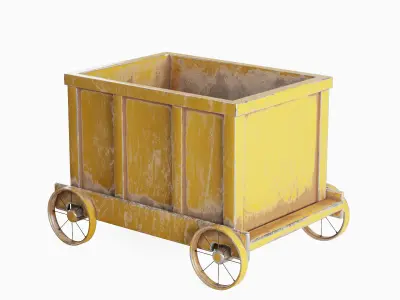 Old Mining Trolley 02 Low-poly 3D model