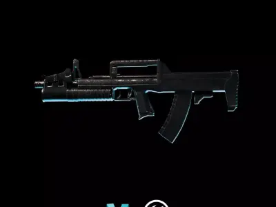 Russian Assault Rifle  Low-poly 3D model