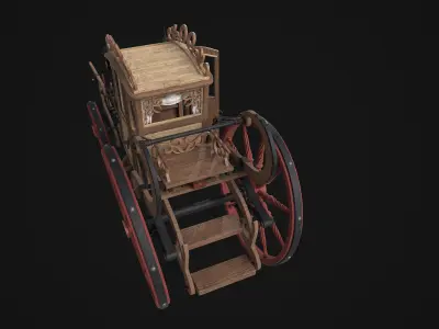 Vintage carriage Low-poly 3D model