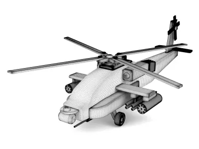Wooden toy helicopter 01 3D model