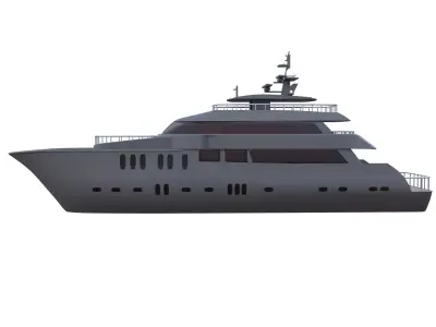 Black Luxury Motor Yacht 3D Model Game Ready Low Poly  PBR Low-poly 3D model