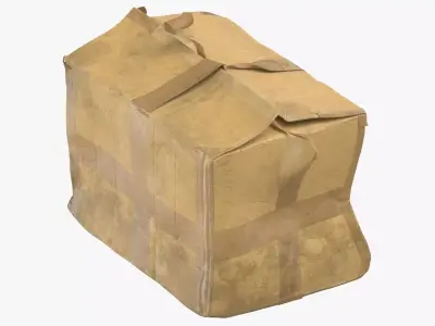 Old Damaged Dirty Cardboard Box Brown Tape 3D model