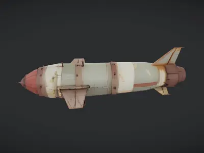 rusty military missile or torpedo 3D model