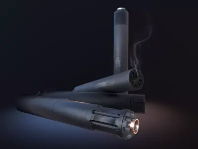 Gun suppressors pack Low-poly 3D model
