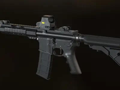 AR-15 Assault Rifle Low-poly 3D model