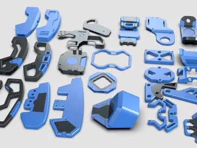 Robo Part sets kit hard surface robotic  3D model
