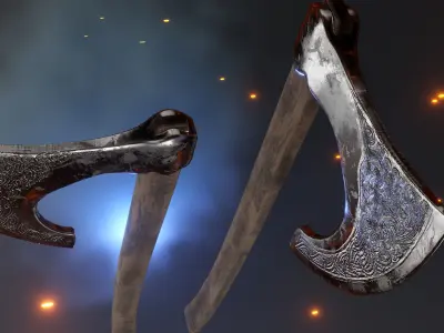 Medieval Viking battle axe Low-poly 3D model